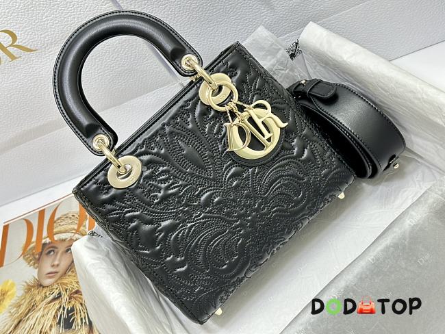 Dior Lady Classic Embroidered Princess Dai Handbag Black Size 20 x 16.5 x 8 cm - 1