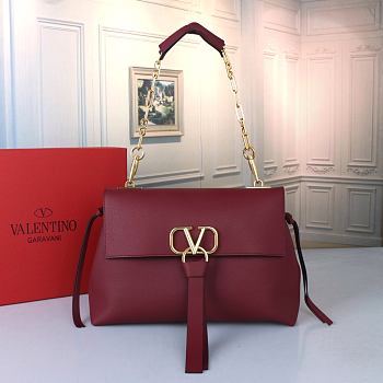 Valentino Red Leather Vring Chain Bag Size 32 x 22 x 12 cm