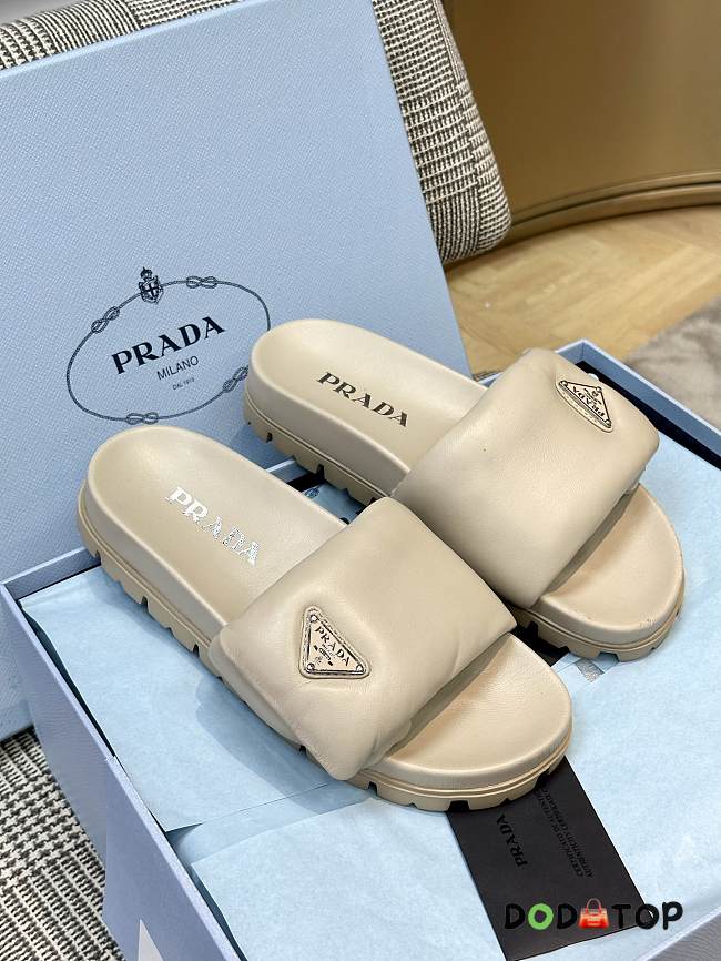 Prada Open Toe Logo Sandals White/Beige - 1