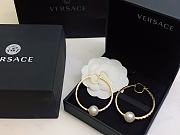 Versace Women Greek Motif & Faux Pearl Hoop Earrings - 6