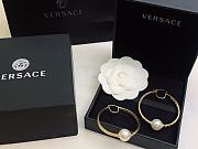 Versace Women Greek Motif & Faux Pearl Hoop Earrings - 5