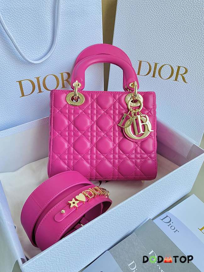 Dior Lady Small Hot Pink Bag Size 20 × 16.5 × 8 cm - 1