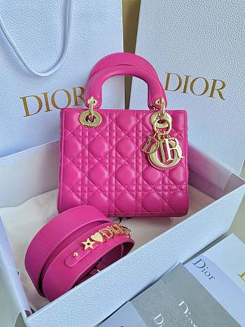 Dior Lady Small Hot Pink Bag Size 20 × 16.5 × 8 cm