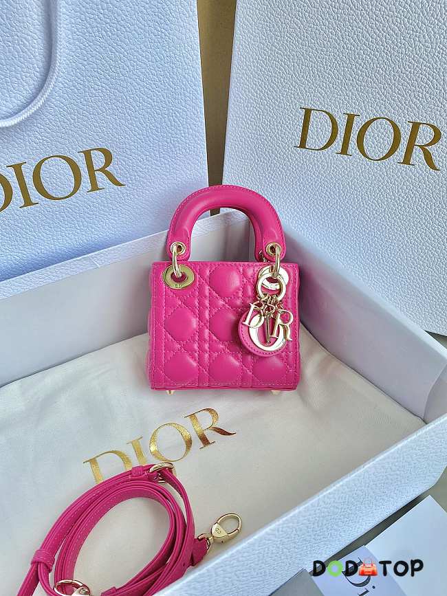 Dior Lady Micro Hot Pink Bag Size 12 × 10 × 5 cm - 1