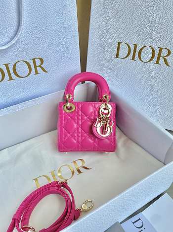 Dior Lady Micro Hot Pink Bag Size 12 × 10 × 5 cm