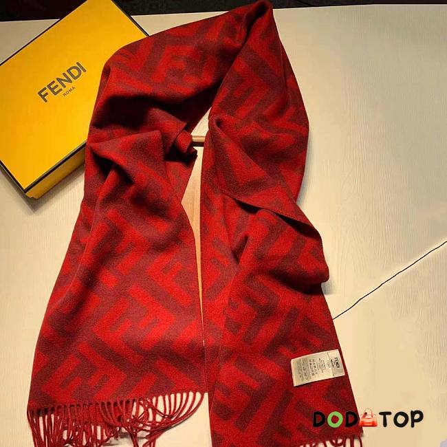 Fendi Long Scarf with Fringed Edges Red - 1
