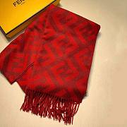 Fendi Long Scarf with Fringed Edges Red - 6