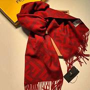 Fendi Long Scarf with Fringed Edges Red - 4