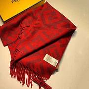 Fendi Long Scarf with Fringed Edges Red - 5