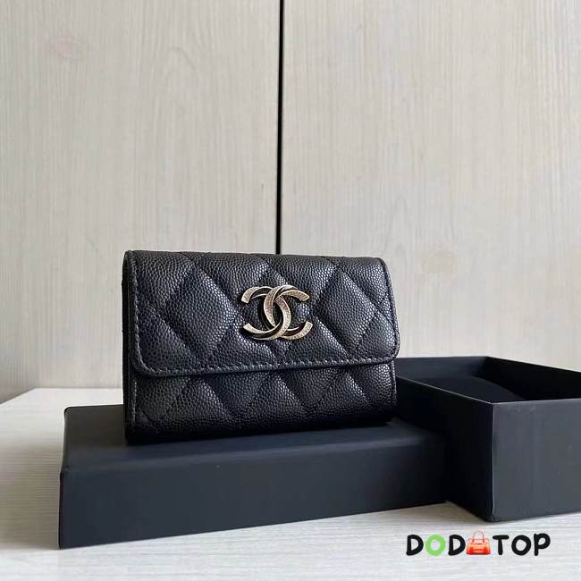 Chanel Wallet Black Caviar Leather Size 7.5 x 11.3 x 2.1 cm - 1