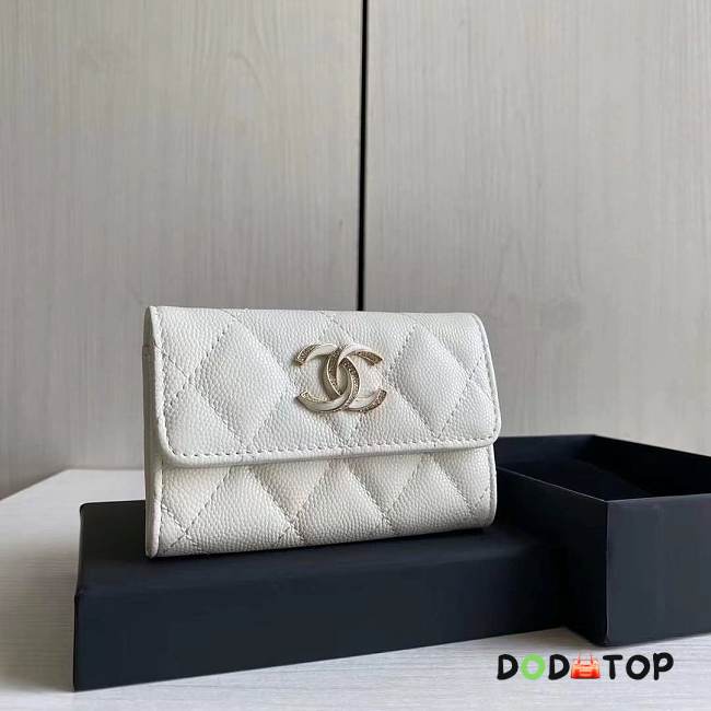 Chanel Wallet White Caviar Leather Size 7.5 x 11.3 x 2.1 cm - 1