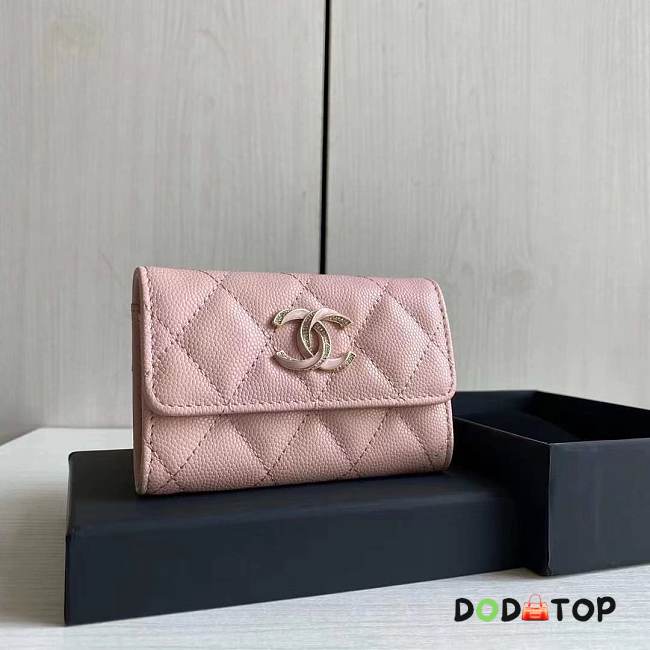 Chanel Wallet Pink Caviar Leather Size 7.5 x 11.3 x 2.1 cm - 1