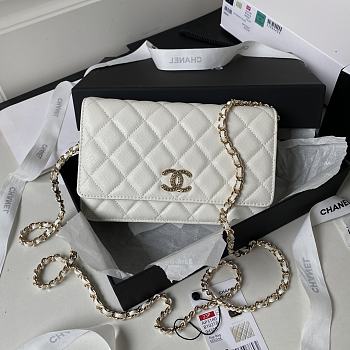 Chanel WOC White Caviar Handbag Size 19 cm