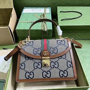 Gucci Ophidia GG Small Top Handle Bag Blue Size 25 x 17.5 x 7 cm