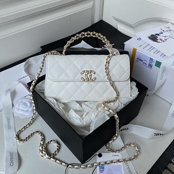 Chanel Chain Strap CC Logo Handle AP3238 White Size 19 x 10 x 4.5 cm
