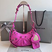 Balenciaga Le Cagole Leather Shoulder Bag Hot Pink Size 26 x 16 x 10 cm - 1
