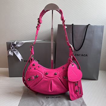 Balenciaga Le Cagole Leather Shoulder Bag Rose Pink Size 26 x 16 x 10 cm