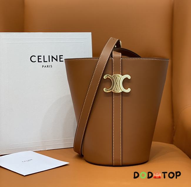 Celine Bucket Triomphe In Shiny Brown Size 25 x 22 x 14 cm - 1