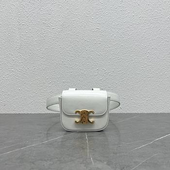 Celine Belt Bag Triomphe Belt In Shiny Calfskin White Size 11 x 8 x 4 cm