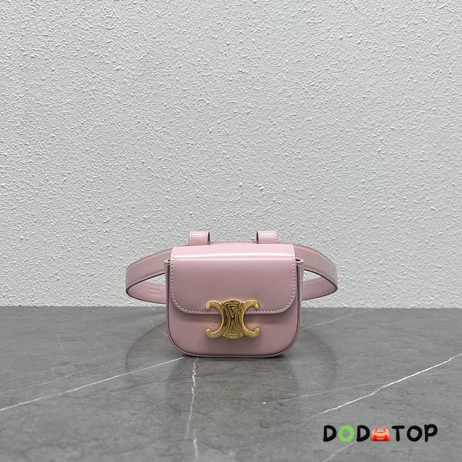 Celine Belt Bag Triomphe Belt In Shiny Calfskin Pink Size 11 x 8 x 4 cm - 1