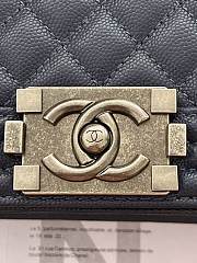 Chanel Calfskin Boy Bag Navy Blue Silver Hardware Size 25 x 15 x 8 cm - 6