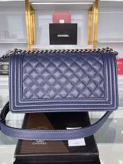 Chanel Calfskin Boy Bag Navy Blue Silver Hardware Size 25 x 15 x 8 cm - 5