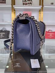 Chanel Calfskin Boy Bag Navy Blue Silver Hardware Size 25 x 15 x 8 cm - 4