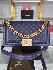 Chanel Calfskin Boy Bag Navy Blue Gold Hardware Size 25 x 15 x 8 cm - 1