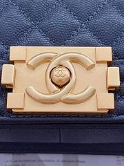 Chanel Calfskin Boy Bag Navy Blue Gold Hardware Size 25 x 15 x 8 cm - 4