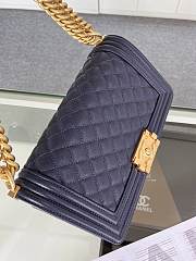 Chanel Calfskin Boy Bag Navy Blue Gold Hardware Size 25 x 15 x 8 cm - 3