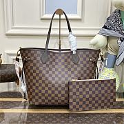 Louis Vuitton Neverfull N40448 Coffee Grid Shopping Bag Size 32 x 29 x 17 cm - 1