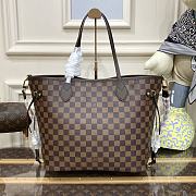 Louis Vuitton Neverfull N40448 Coffee Grid Shopping Bag Size 32 x 29 x 17 cm - 3