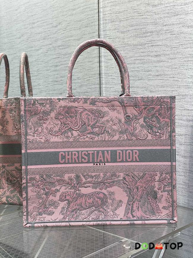 Dior Pink and Gray Toile de Jouy Sauvage Embroidery Book Tote Size 42 x 18 x 35 cm - 1