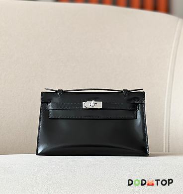 Hermes Kelly Box Leather Black Bag Size 22 x 13 x 7 cm - 1