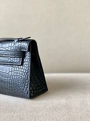 Hermes Kelly Alligator Leather Black Bag Size 22 x 13 x 7 cm - 6