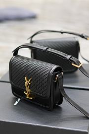 YSL Saint Laurent Solferino Woven Leather Shoulder Bag Black Size 19 × 13 × 5 cm - 6