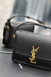 YSL Saint Laurent Solferino Woven Leather Shoulder Bag Black Size 19 × 13 × 5 cm - 5