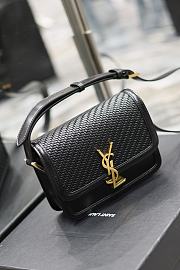 YSL Saint Laurent Solferino Woven Leather Shoulder Bag Black Size 19 × 13 × 5 cm - 2