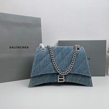 Balenciaga Medium Crush Denim Shoulder Bag Size 31 cm
