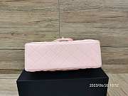 Chanel Flap Bag Smooth Leather Silver Hardware Pink Size 20 cm - 3
