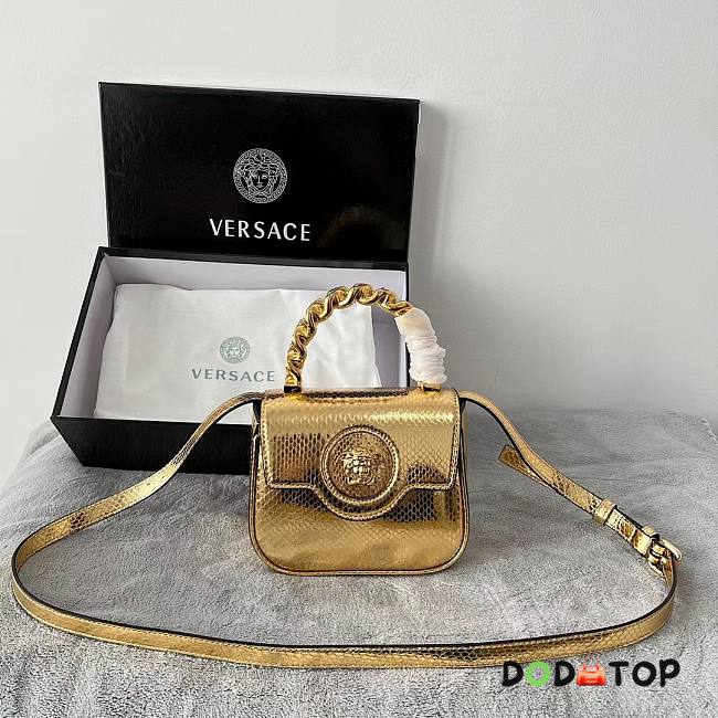 Versace Gold Snake Handle Bag Size 16 x 6 x 12 cm - 1