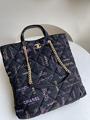 Chanel 22p Denim Graffiti Shopping Bag Size 51 x 43 x 3 cm - 1