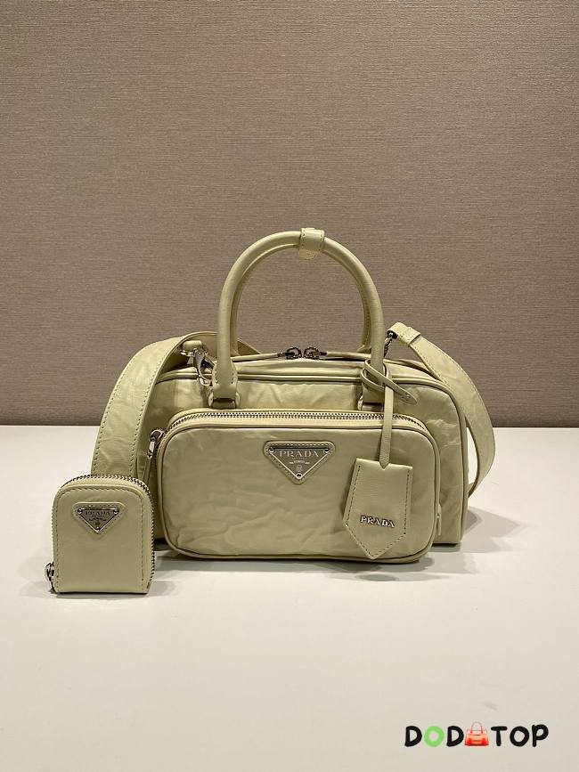 Prada Beige Antique Nappa Leather Multi-Pocket Top-Handle Bag Size 24 x 12.5 x 7 cm - 1