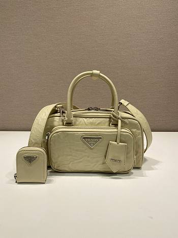 Prada Beige Antique Nappa Leather Multi-Pocket Top-Handle Bag Size 24 x 12.5 x 7 cm