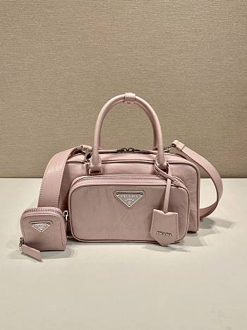Prada Pink Antique Nappa Leather Multi-Pocket Top-Handle Bag Size 24 x 12.5 x 7 cm