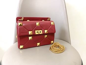 Valentino Garavani Roman Stud Chain Bag Small Red Size 24 x 16 x 10 cm