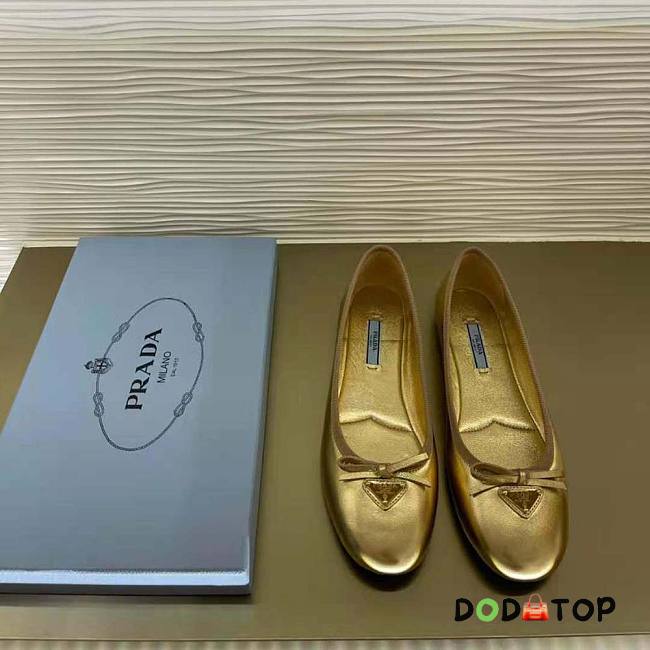 Prada Nappa Leather Ballerinas Gold Shoes - 1