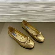 Prada Nappa Leather Ballerinas Gold Shoes - 5