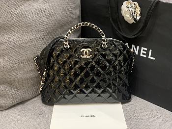 Chanel Patent Leather Shell Bag Black Size 20.5 x 28.5 x 7 cm