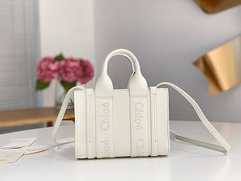 Chloe Woody Tote Bag White Mini Size 20 x 14 x 6 cm